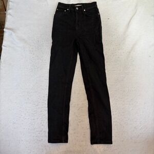 Helmut Lang Straight Leg Jeans Womens 26 Black High Rise Made in Italy